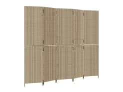 Biombo de 5 paneles ratán sintético beige ES180942