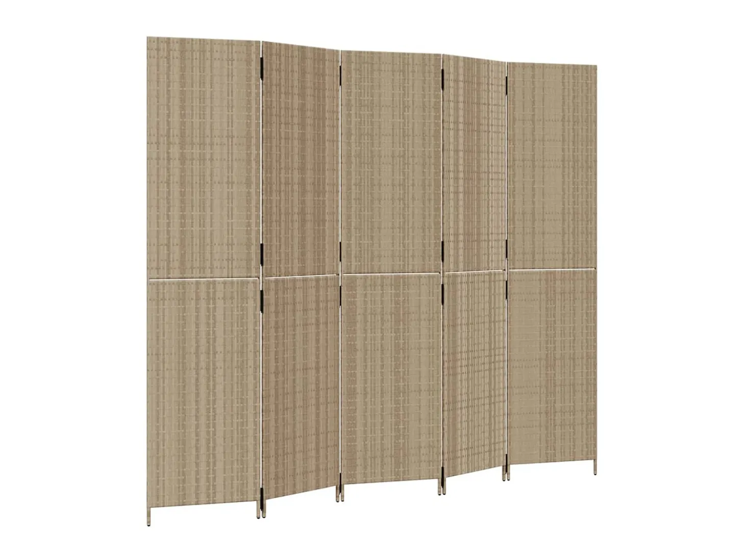 Biombo de 5 paneles ratán sintético beige ES180942
