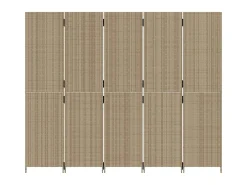 Biombo de 5 paneles ratán sintético beige ES180942