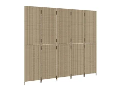 Biombo de 5 paneles ratán sintético beige ES180942