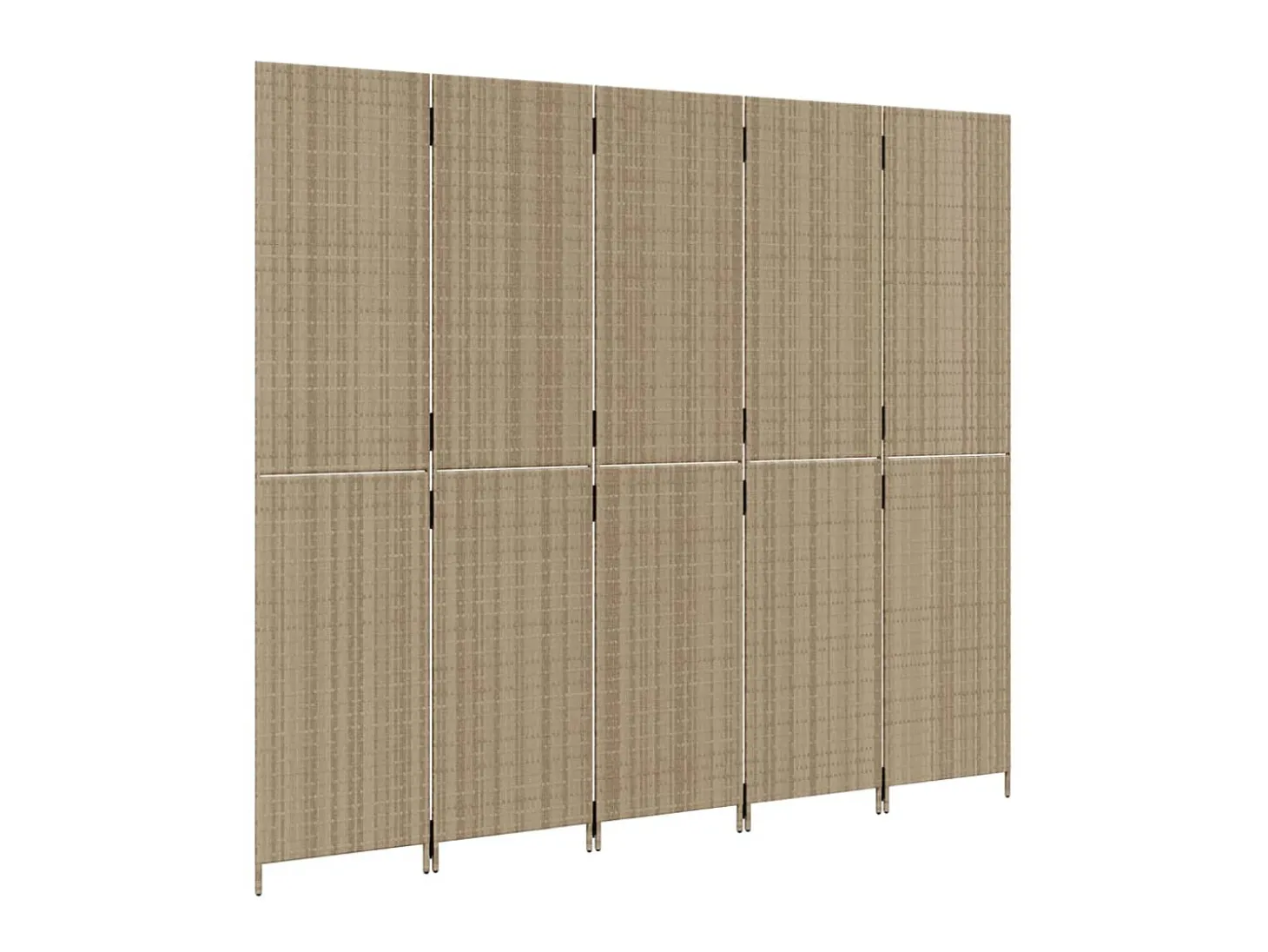 Biombo de 5 paneles ratán sintético beige ES180942