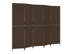 Biombo de 5 paneles ratán sintético marrón ES923078