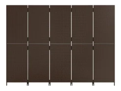 Biombo de 5 paneles ratán sintético marrón ES923078