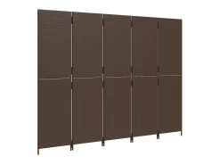 Biombo de 5 paneles ratán sintético marrón ES923078