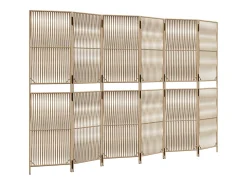 Biombo de 6 paneles ratán sintético beige ES750303
