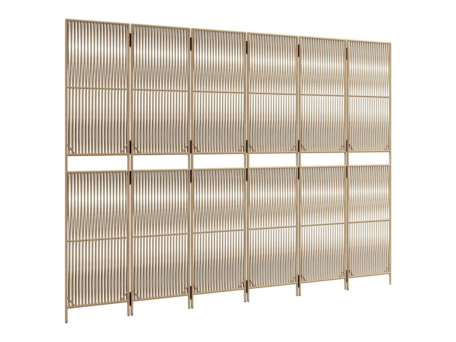 Biombo de 6 paneles ratán sintético beige ES662667