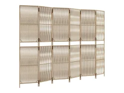 Biombo de 6 paneles ratán sintético beige ES662667