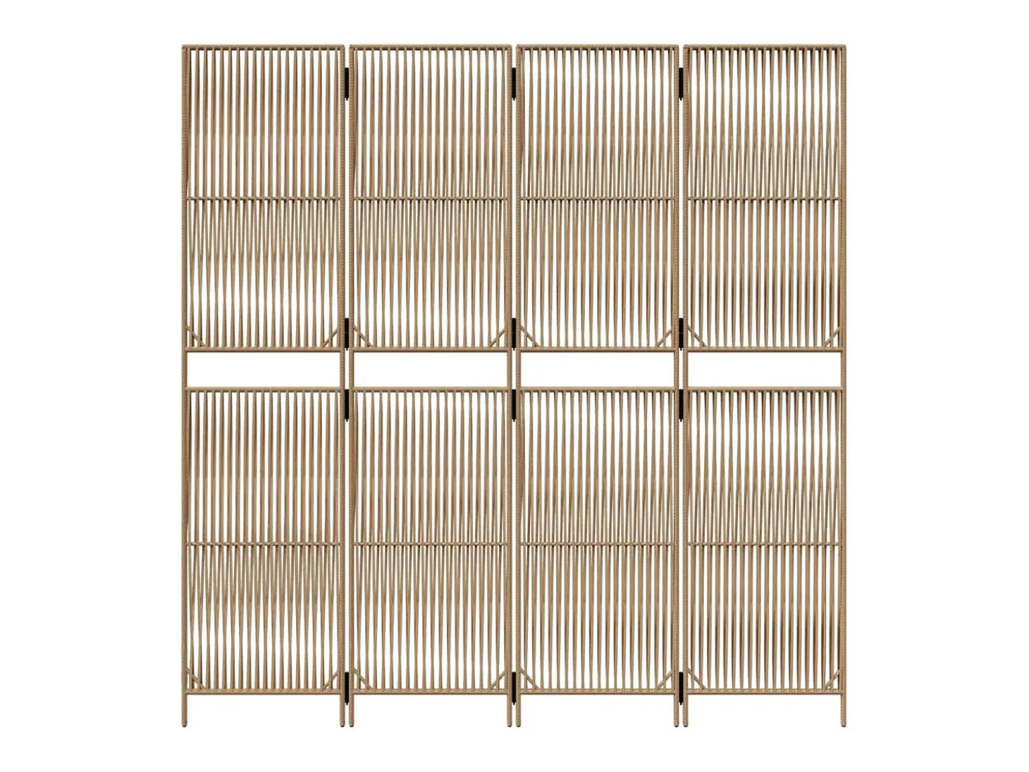 Biombo de 4 paneles ratán sintético beige ES964766