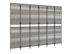 Biombo de 6 paneles ratán sintético marrón ES104392