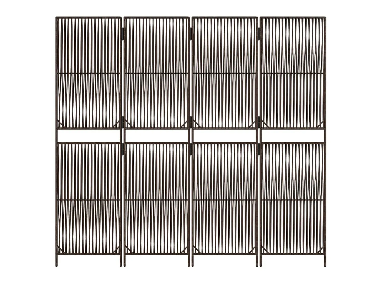 Biombo de 4 paneles ratán sintético marrón ES584895