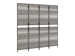 Biombo de 4 paneles ratán sintético marrón ES584895