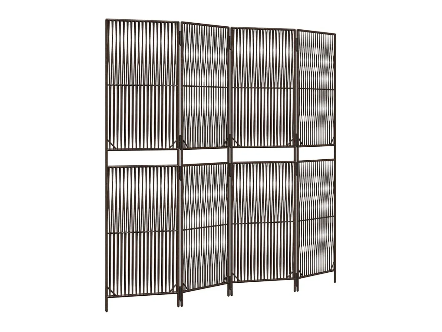 Biombo de 4 paneles ratán sintético marrón ES584895