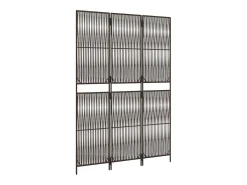 Biombo de 3 paneles ratán sintético marrón ES457745