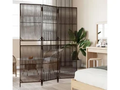 Biombo de 3 paneles ratán sintético marrón ES457745
