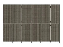 Biombo de 6 paneles ratán sintético gris ES282200