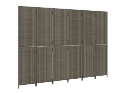 Biombo de 6 paneles ratán sintético gris ES282200