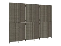 Biombo de 6 paneles ratán sintético gris ES282200