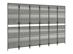 Biombo de 6 paneles ratán sintético gris ES380522