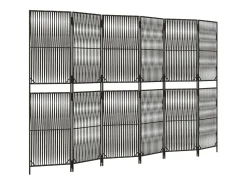 Biombo de 6 paneles ratán sintético gris ES380522