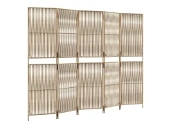 Biombo de 5 paneles ratán sintético beige ES628336