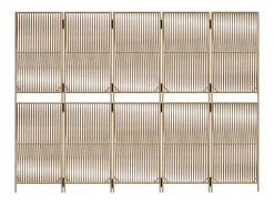 Biombo de 5 paneles ratán sintético beige ES628336