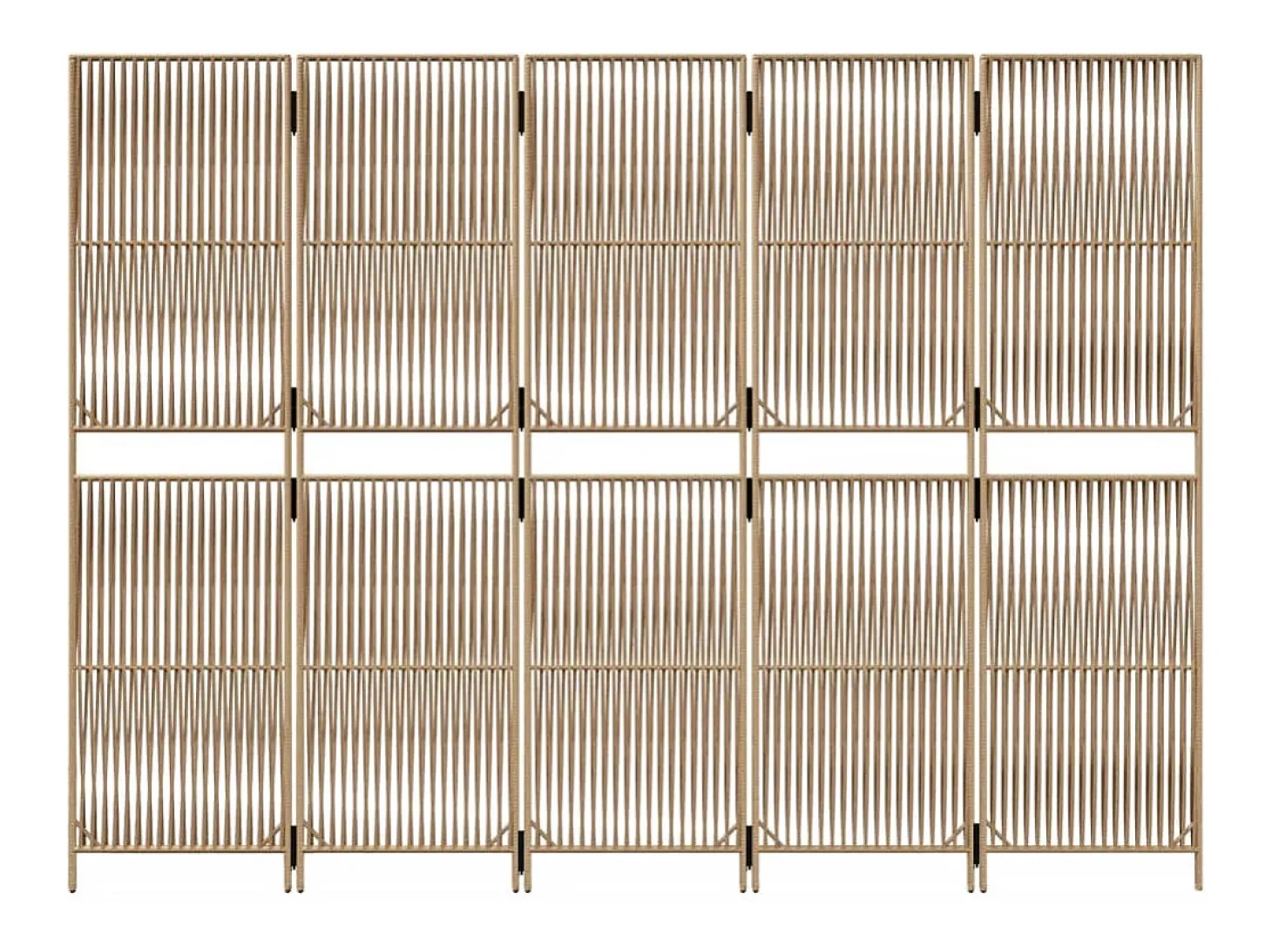 Biombo de 5 paneles ratán sintético beige ES628336