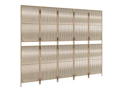 Biombo de 5 paneles ratán sintético beige ES628336