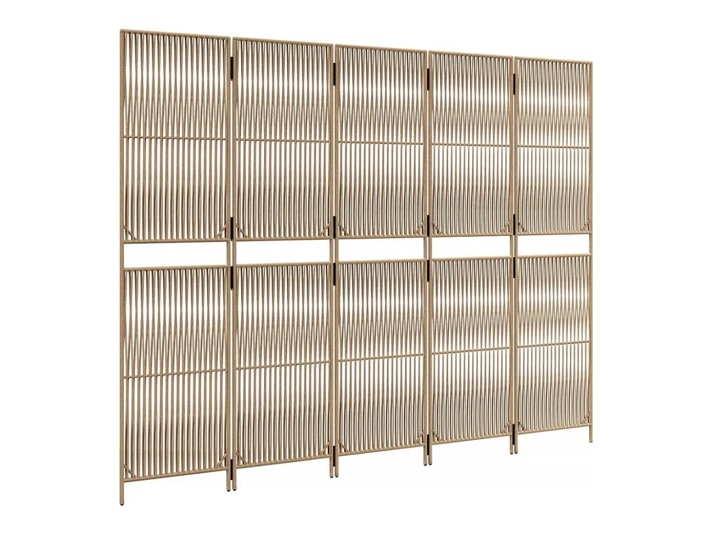 Biombo de 5 paneles ratán sintético beige ES628336