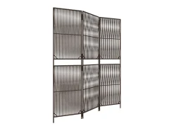 Biombo de 3 paneles ratán sintético marrón ES782119