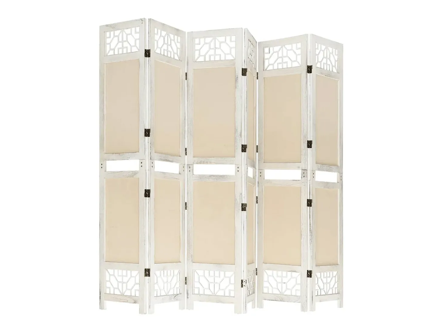 Biombo de 6 paneles Tejido Crema 210x165 cm