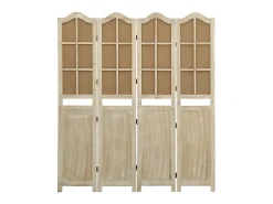 Biombo de 4 paneles tela marrón 140x165 cm ES240426