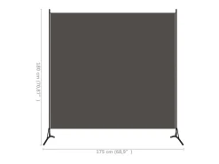 Biombo divisor de 1 panel gris antracita 175x180 cm ES340722
