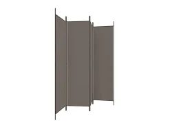 Biombo divisor de 4 paneles de tela gris antracita 200x220 cm ES168850