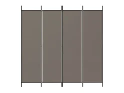 Biombo divisor de 4 paneles de tela gris antracita 200x220 cm ES168850