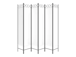 Biombo divisor de 6 paneles de tela blanco 240x200 cm ES755255