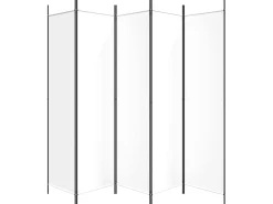 Biombo divisor de 5 paneles de tela blanco 250x200 cm ES542255