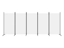 Biombo divisor de 5 paneles de tela blanco 433x180 cm ES302064