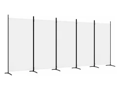 Biombo divisor de 5 paneles de tela blanco 433x180 cm ES302064