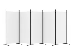 Biombo divisor de 5 paneles de tela blanco 433x180 cm ES302064