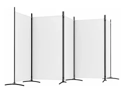 Biombo divisor de 5 paneles de tela blanco 433x180 cm ES302064