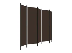 Biombo divisor de 5 paneles marrón 250x180 cm ES427688