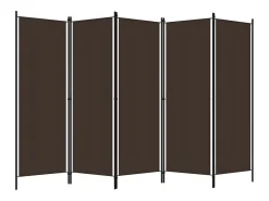 Biombo divisor de 5 paneles marrón 250x180 cm ES427688