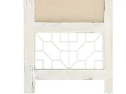 Biombo divisor de 4 paneles de tela color crema 140x165 cm ES788601