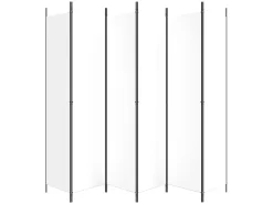 Biombo divisor de 6 paneles de tela blanco 300x220 cm ES186156