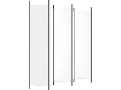 Biombo divisor de 6 paneles de tela blanco 300x220 cm ES186156