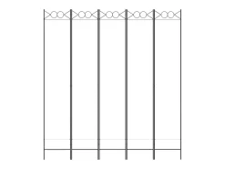 Biombo divisor de 5 paneles de tela blanco 200x220 cm ES356706