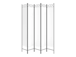 Biombo divisor de 5 paneles de tela blanco 200x220 cm ES356706