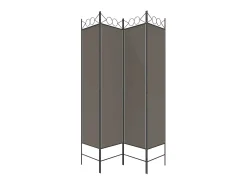 Biombo divisor de 4 paneles de tela gris antracita 160x220 cm ES122284