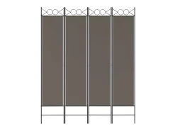 Biombo divisor de 4 paneles de tela gris antracita 160x220 cm ES122284