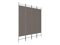 Biombo divisor de 4 paneles de tela gris antracita 160x220 cm ES122284